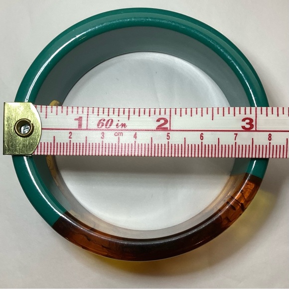 Vintage Lucite Tortoise/Green Bangle Bracelet - Picture 6 of 8